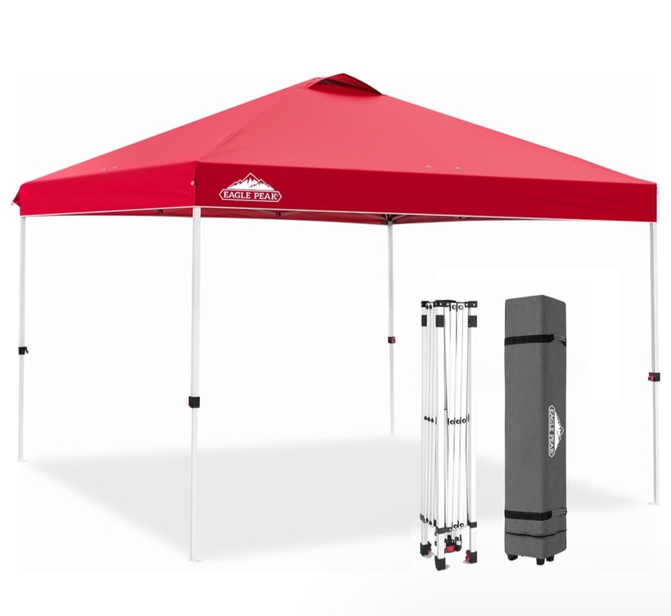 Trappers Peak 10x10 Foot Folding Canopy Red/with Carrying Case