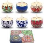 SUPREME LIGHTS 6oz Scented Candles Set of 4 Dew of Roses/Vanilla Frost/ Honey&Lavender/Lemon