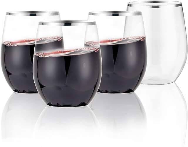 SUT 12 oz stemless wine glasses plastic 24 pack 