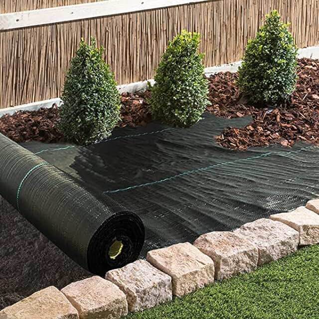 Happybuy 3FTx50FT Premium Weed Barrier Fabric Heavy Duty 5OZ, Woven Weed Control Fabric, High Permeability Good for Flower Bed, Geotextile Fabric for Underlayment, Polyethylene Ground Cover