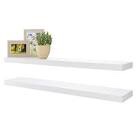 BAMEOS Floating Shelves,40 in W x 8in D Wall Mounted Wooden Shelves with Invisible Brackets Set of 2, Hanging Wall Shelves Decoration for Bedroom, Bathroom, Living Room and Kitchen white 