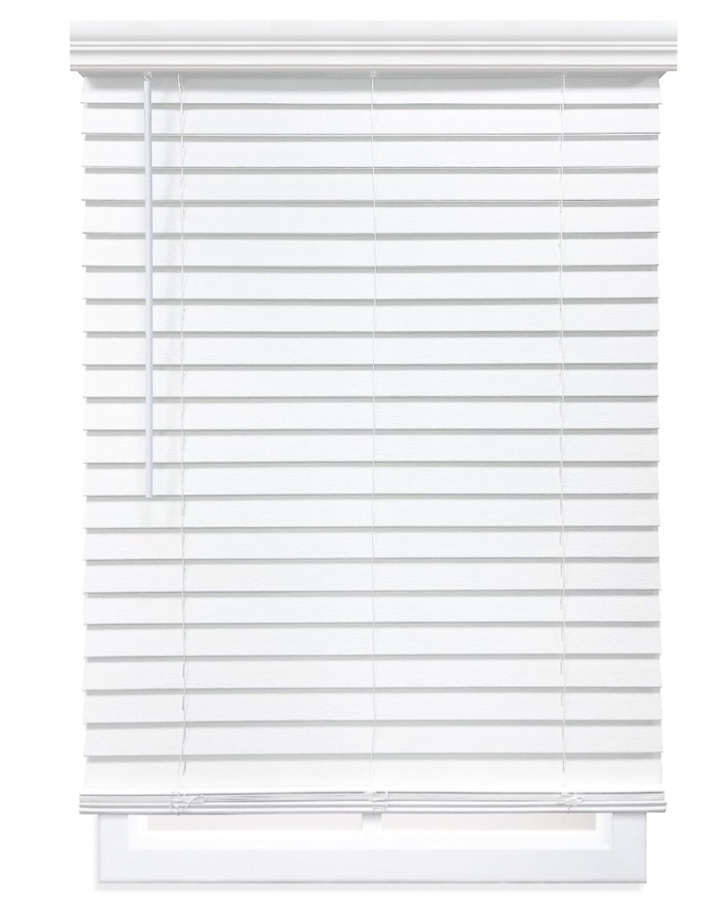 DEZ Furnishings QJWT340480 2 in. Cordless Faux Wood Blind, 34W x 48L Inches, White