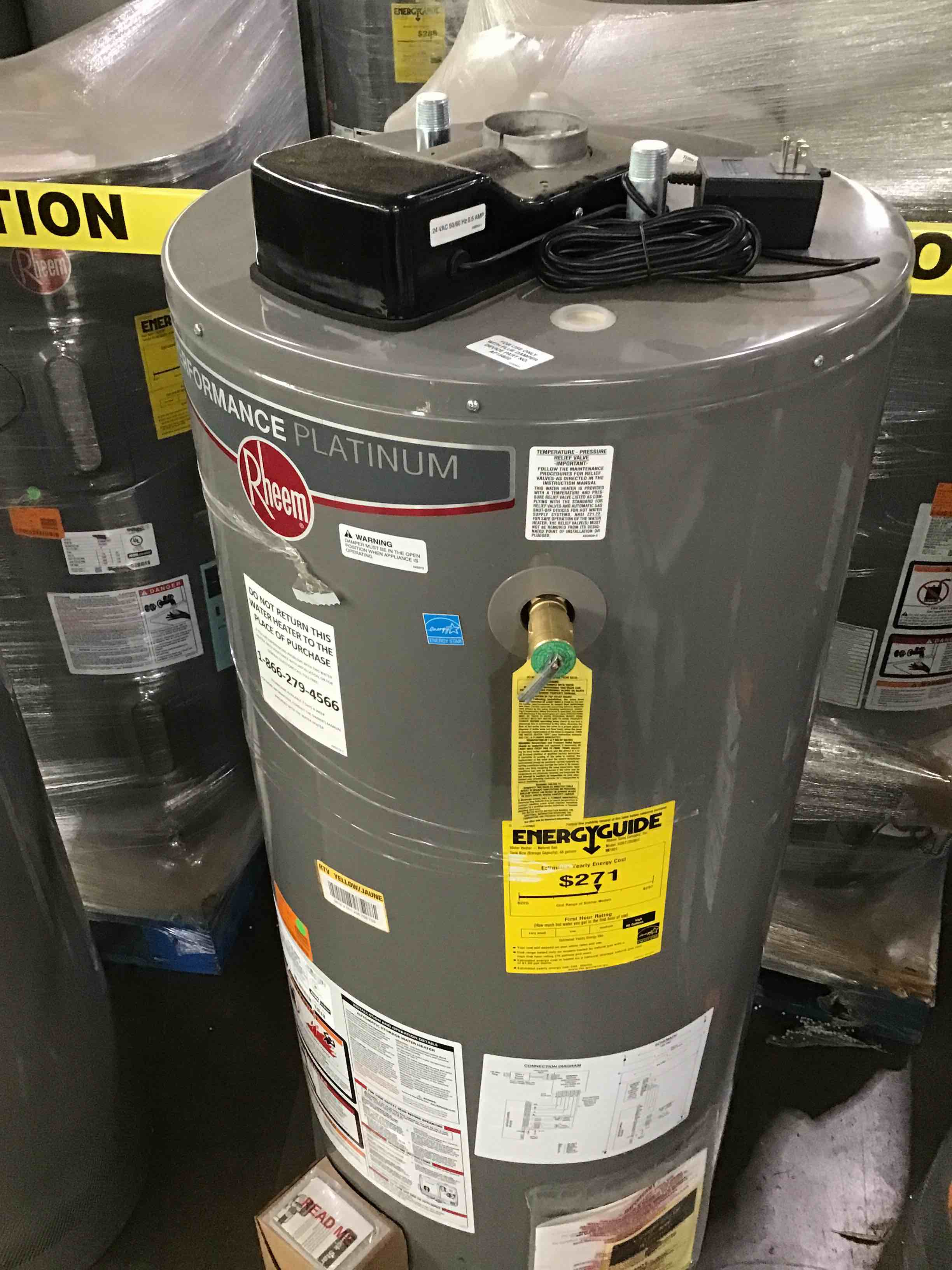 Rheem Performance Platinum 50 Gal. Tall, 38,000 BTU Ultra Low NOx (ULN)  Natural Gas Power Damper Tank Water Heater XG50T12DU38U2