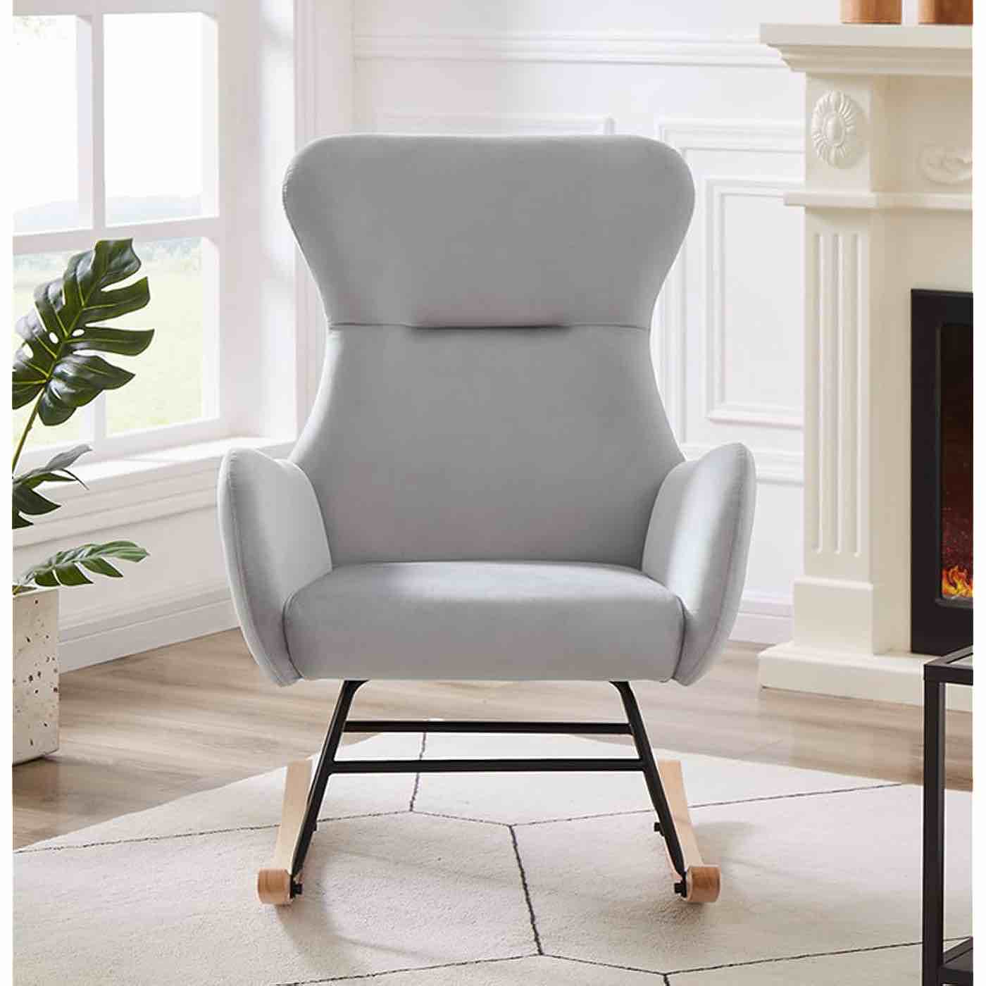 hansones Nursery Glider Rocker (Grey Velvet)