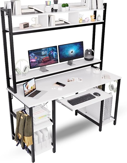 HYPIGO WHITE DESK WITH HUTCH