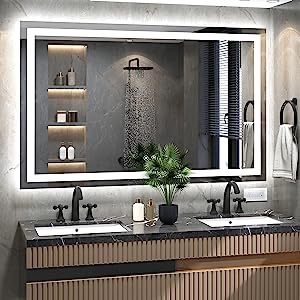 KINGDALAI 60 x 40 INCH Led Mirror for Bathroom with Lights (Backlit + Front Lights)