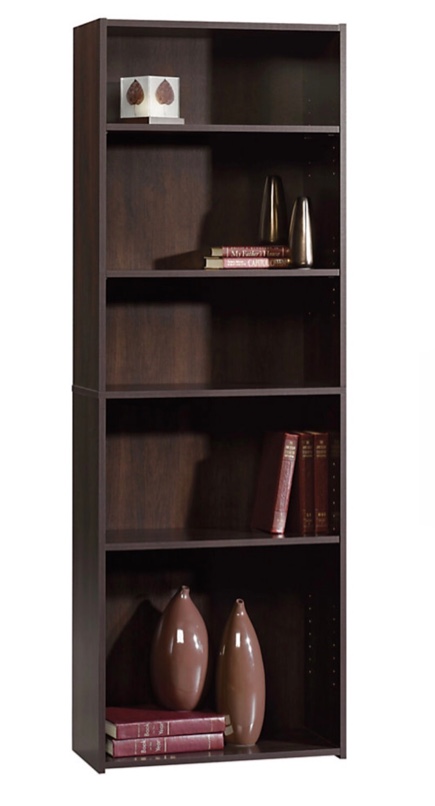 Sauder Beginnings 5-Shelf Bookcase, Cinnamon Cherry finish