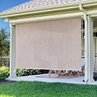 Shade&Beyond Outdoor Roller Shade 8' W x 8' H Shade Cloth Wand Operation Exterior Roller UV Block for Porch Gazebo Patio Pergola Pebble