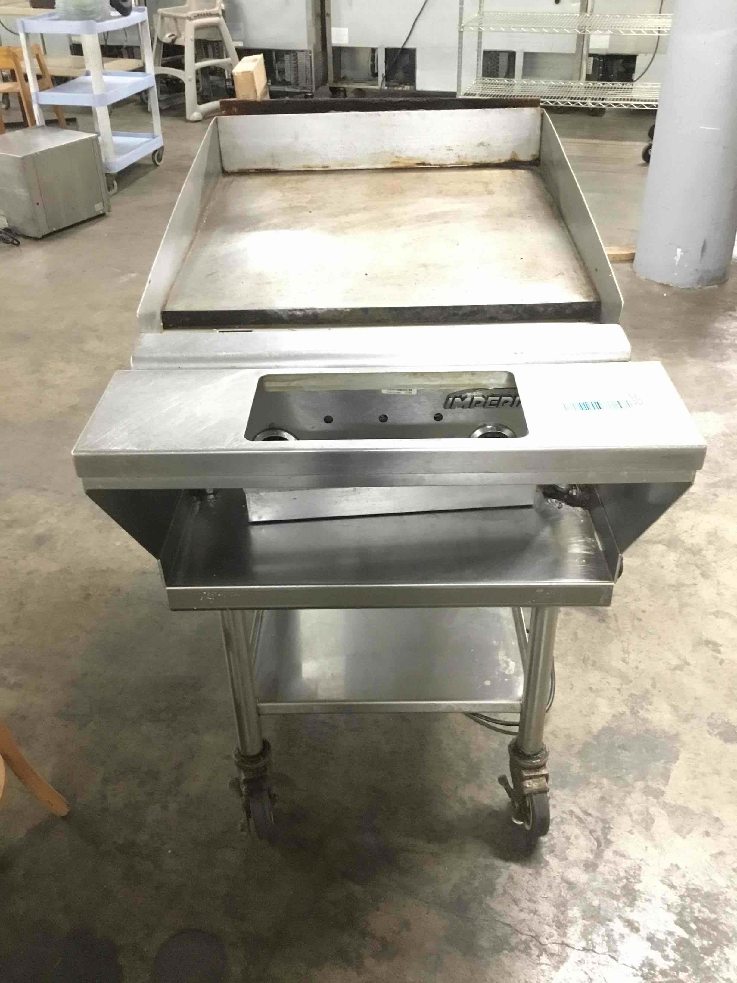 Imperial 24 Inch Stainless Steel Natural Gas Flat Grill With Equipment Stand On Casters 