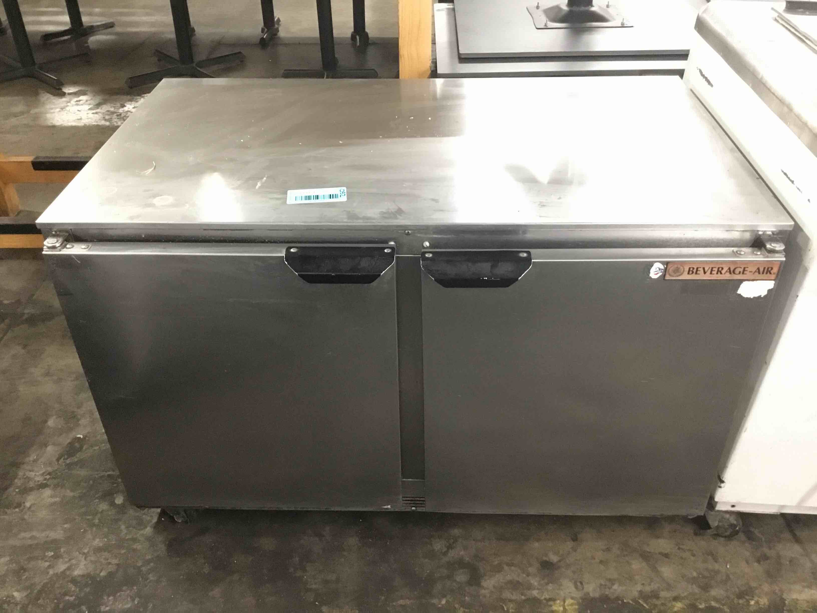 Beverage Air 48 Inch Stainless Steel 2 Door Under Counter Refrigerator On Casters 
