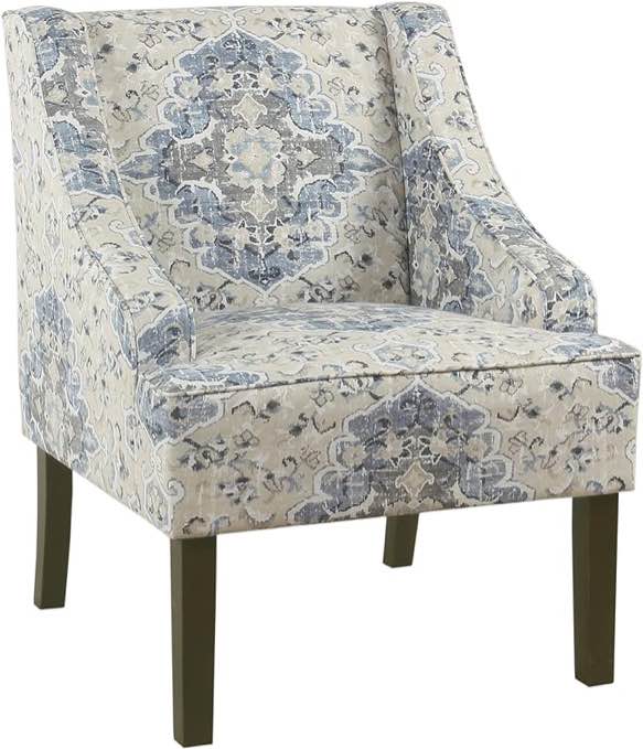Benjara, multicolor wooden accent chair with swooping armrests 