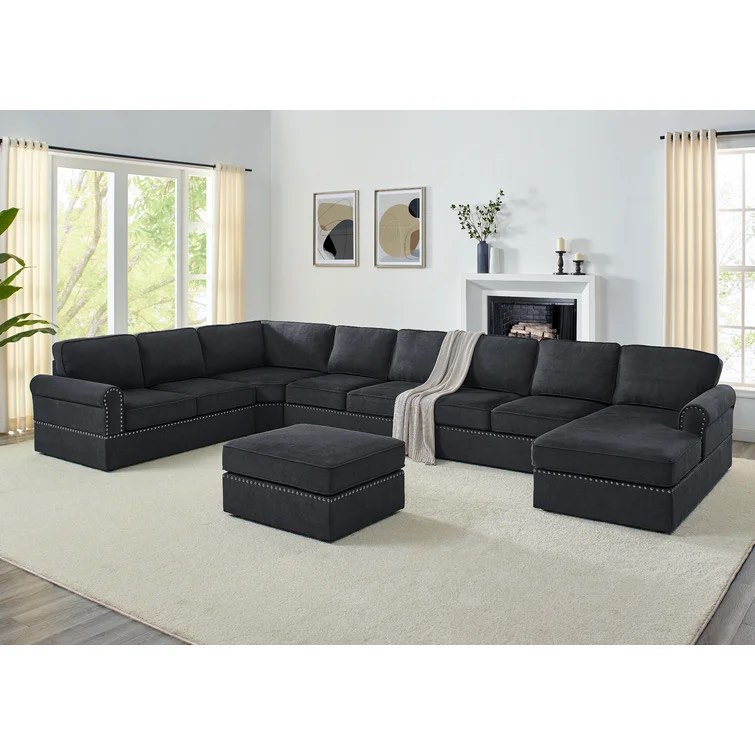 166.5" Wide Right Hand Facing Modular Corner Sectional With Ottoman (incomplete, LAF loveseat only)
