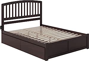 AFI Richmond Queen Platform Bed with Flat Panel Footboard and Turbo Charger with Urban Bed Drawers in Espresso (incomplete, side rails only)