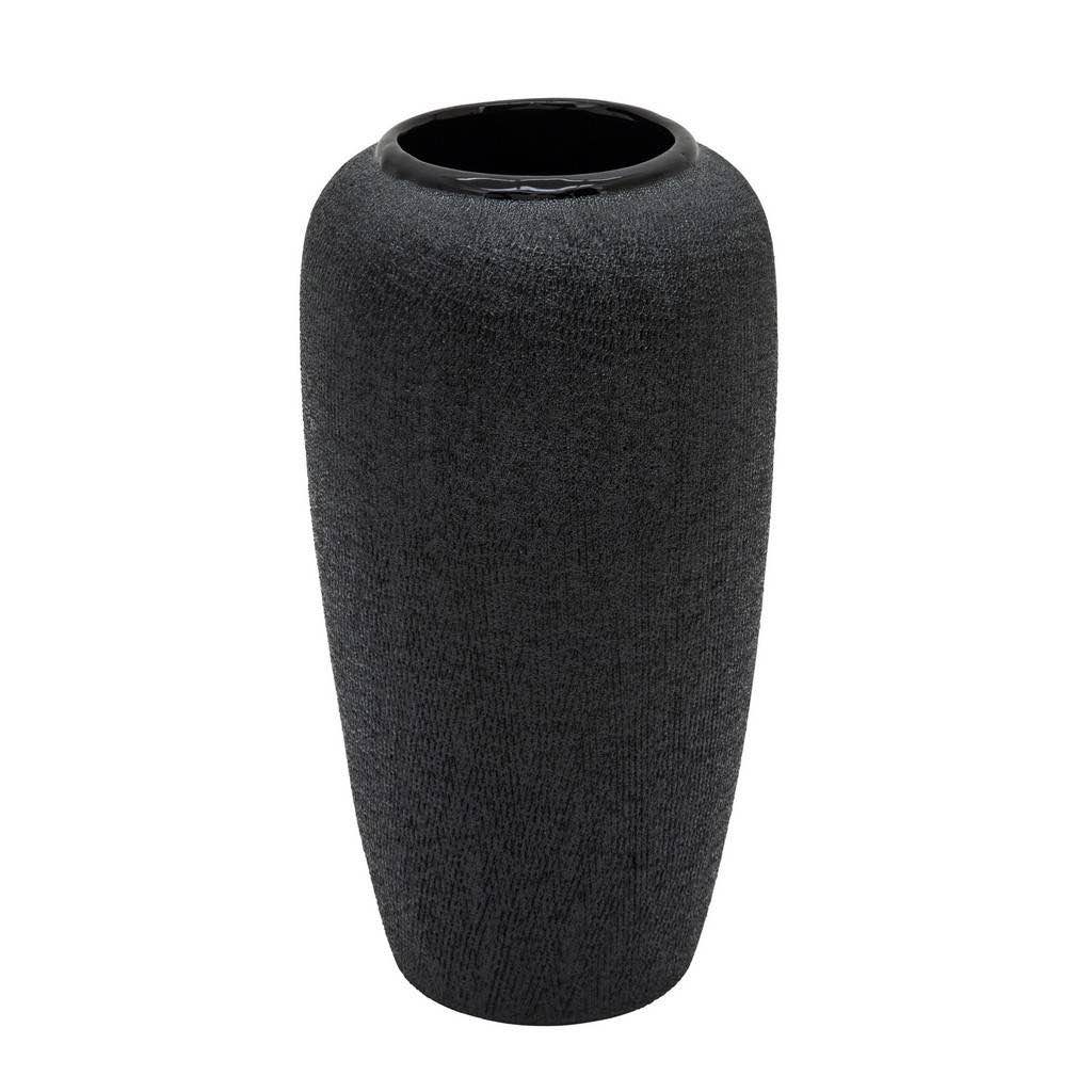 12.25" Beaded Vase, Black