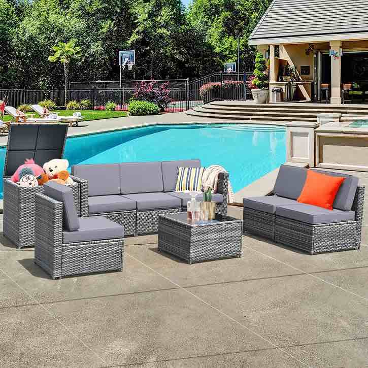 Costway 8 PCS Wicker Sofa Rattan Furniture Set Patio Furniture w/ Storage Outdoor (incomplete, box 4 of 4 only)