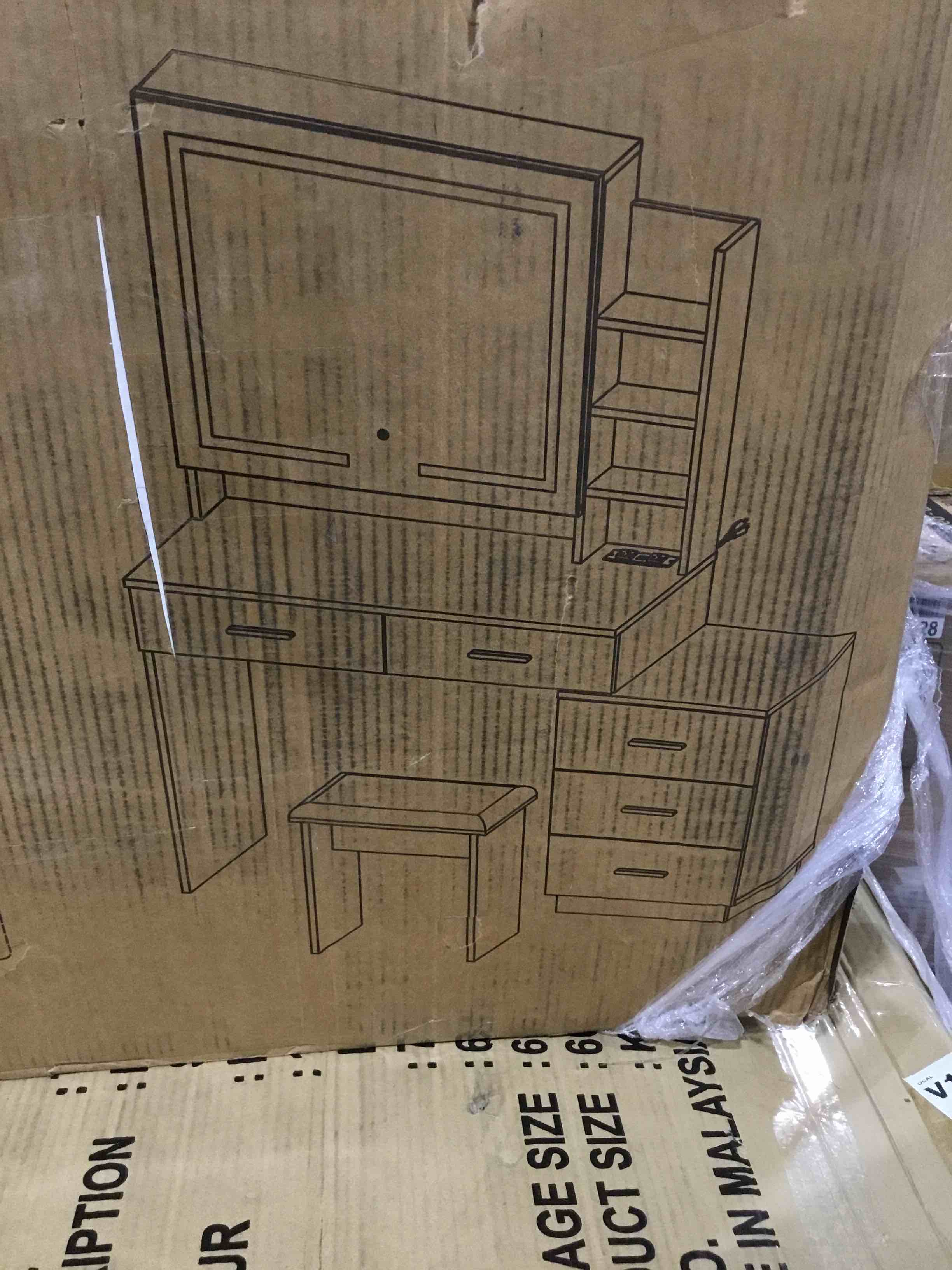 Lighted Vanity Set with Sliding Mirror White (incomplete, box 2 of 2 only)