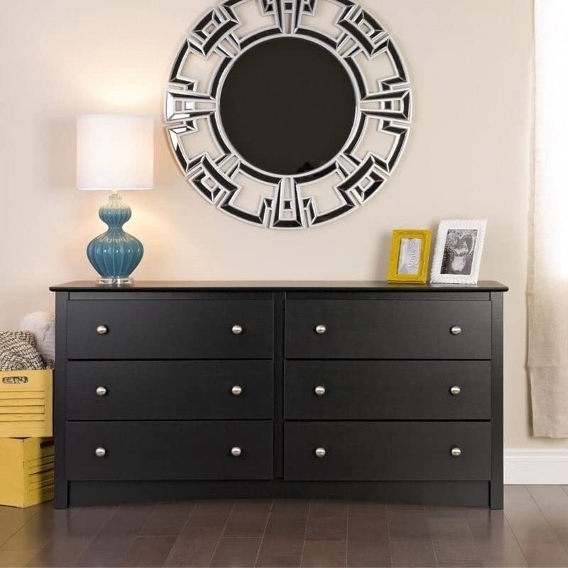 Sonoma 6 Drawer Double Dresser for Bedroom, Black (incomplete box 2 of 2 only)