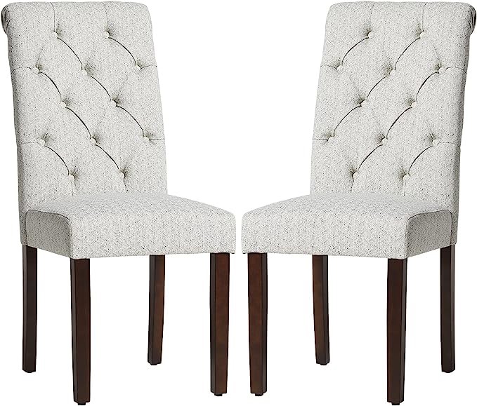 COLAMY Tufted Dining Chairs Set of 2, Accent Parsons Diner Chairs Upholstered Fabric Dining Room Chairs Side Chair Stylish Kitchen Chairs with Solid Wood Legs and Padded Seat - Honeycomb