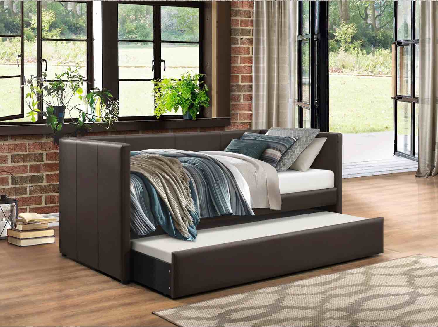 Adra Dark Brown Daybed with Trundle (incomplete) box 1/2 only 