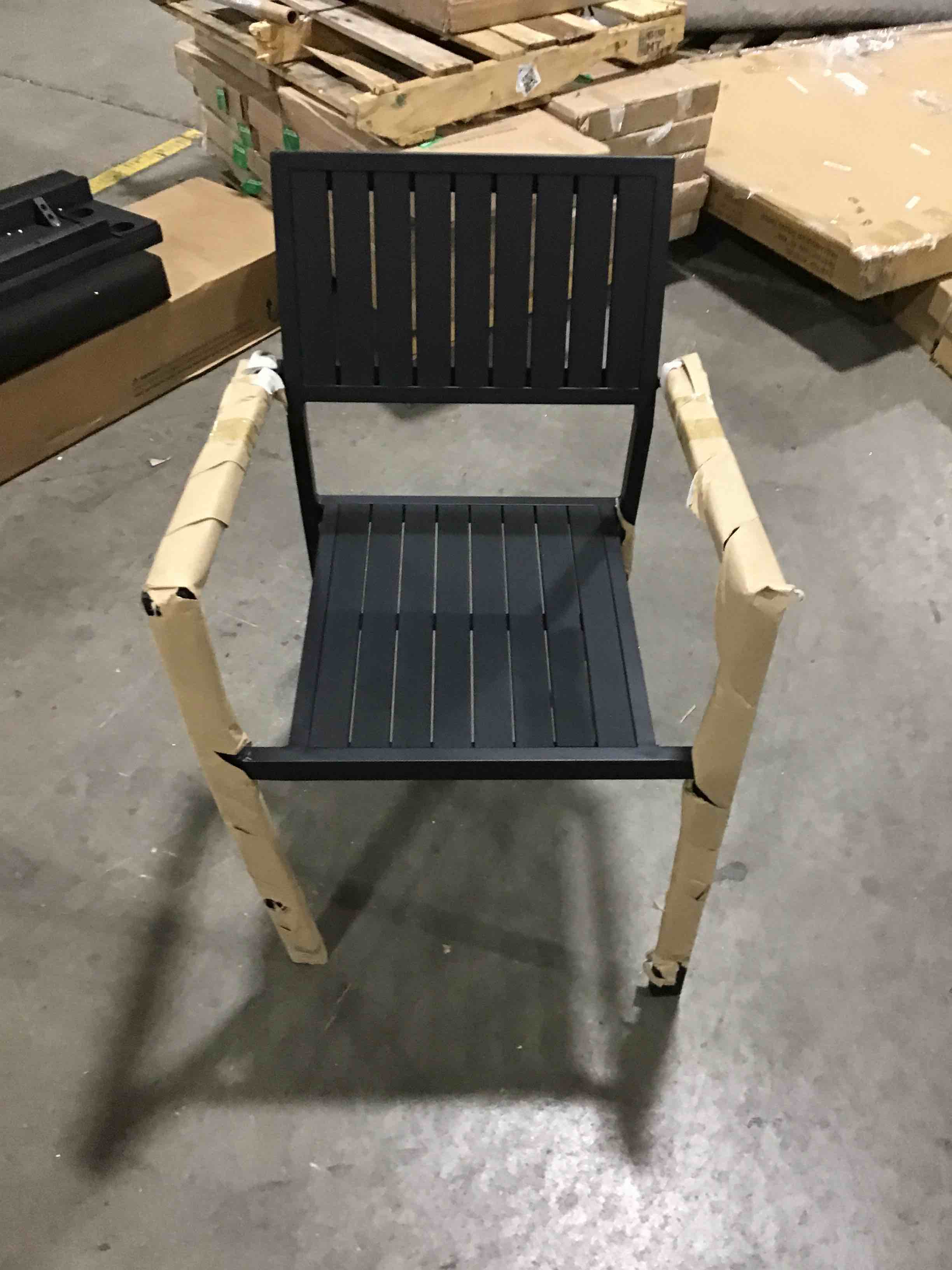 Set 4 Black Metal Patio Armchairs