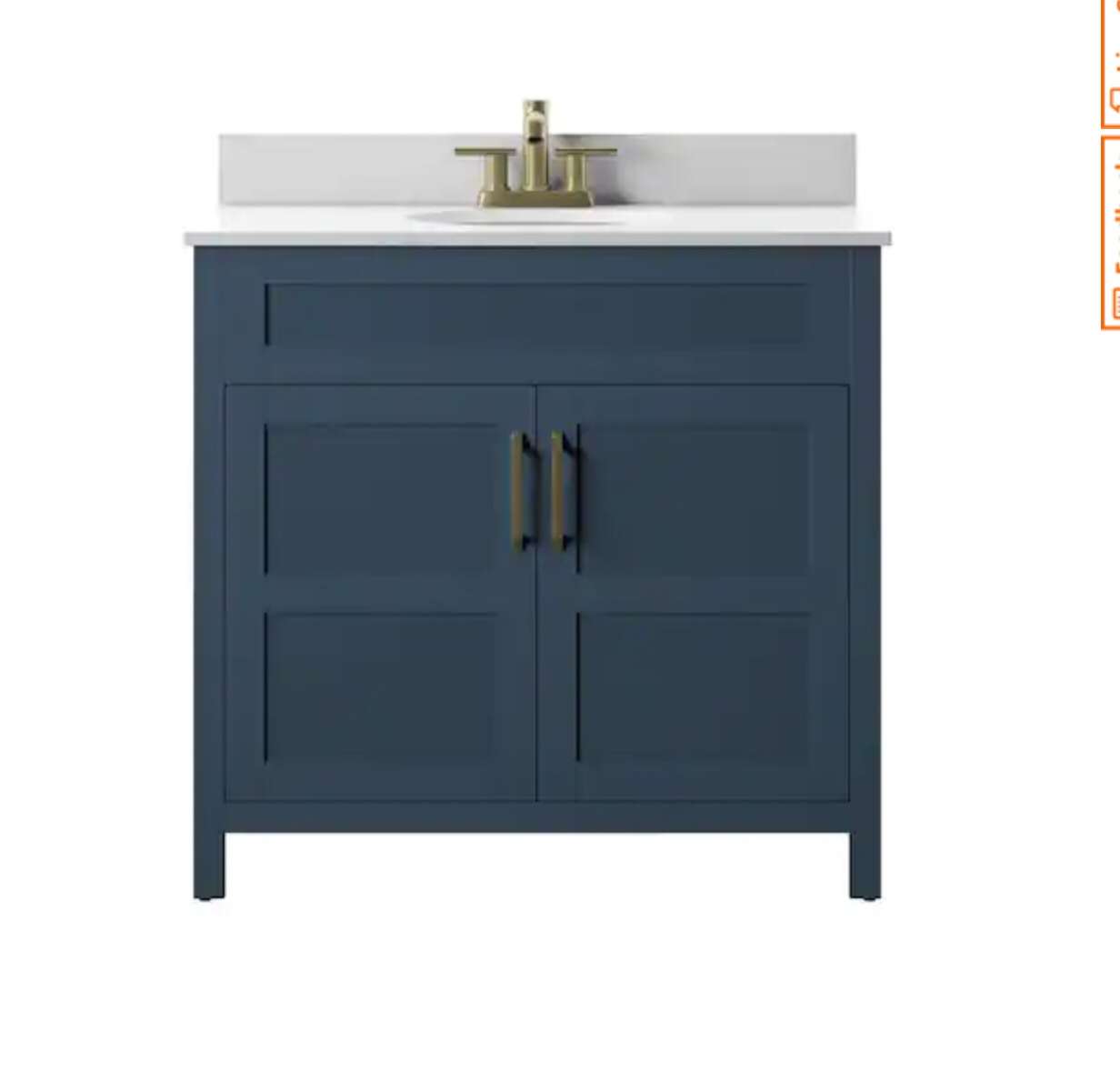 36 in. W x 20 in. D x 38 in. H Single Bath Vanity Side Cabinet in Franklin Blue with White Vanity Top with White Basin (back splash ceramic tile for sink basin)