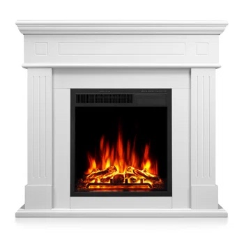 43.3''W Electric Fireplace Mantel, Wooden Surround Firebox Freestanding for TVs up to 55" (firebox only) INCOMPLETE 
