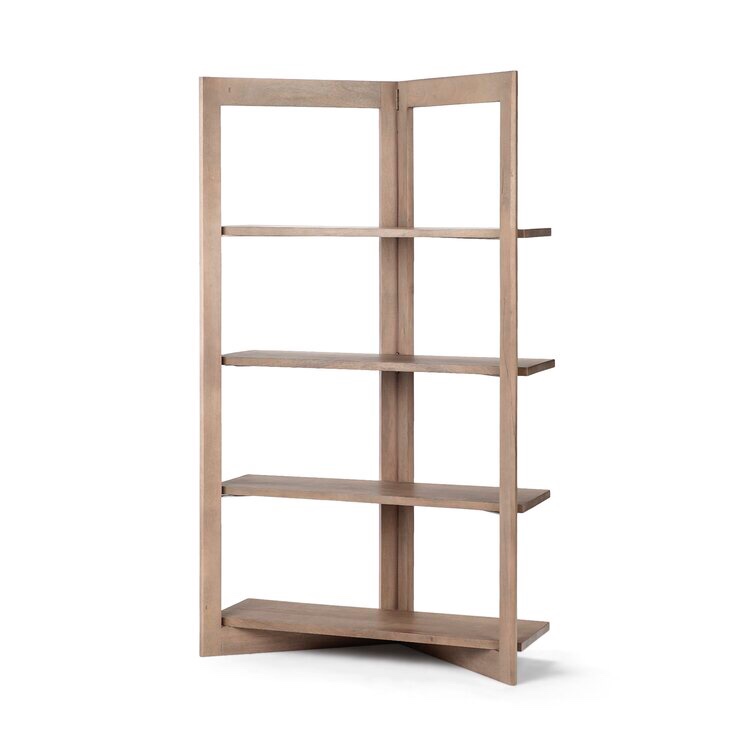 Liv 72'' H x 42'' W Solid Wood Corner Bookcase