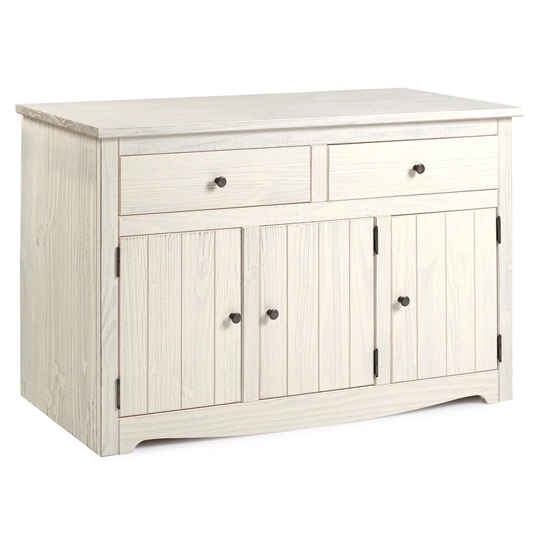 Aldiana 51.97" Wide 2 Drawer Pine Solid Wood INCOMPLETE ( box 1) 