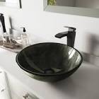 Eclife Glass vessel sink set bronze