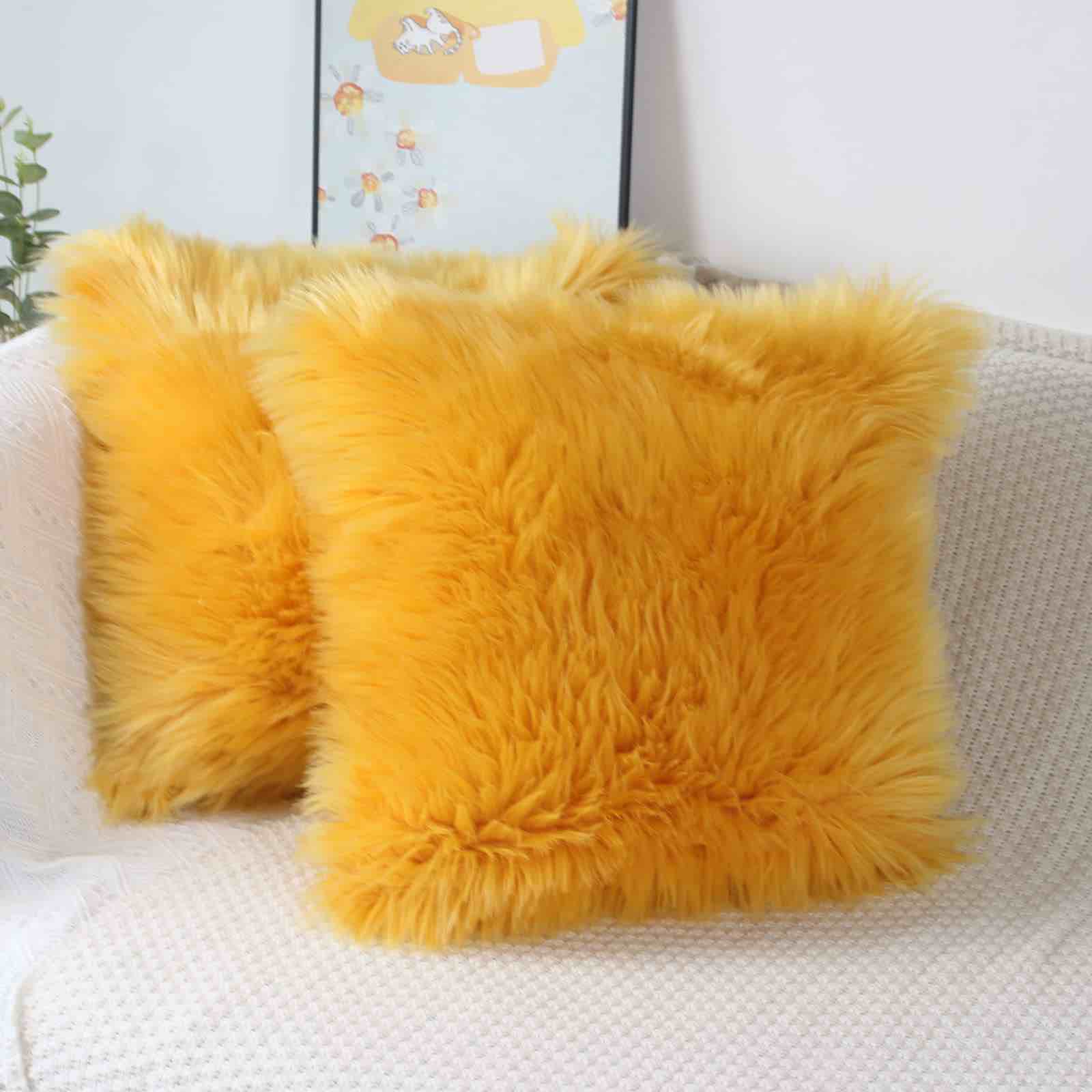 Fluffy Decorative Throw Pillow Covers 16x16