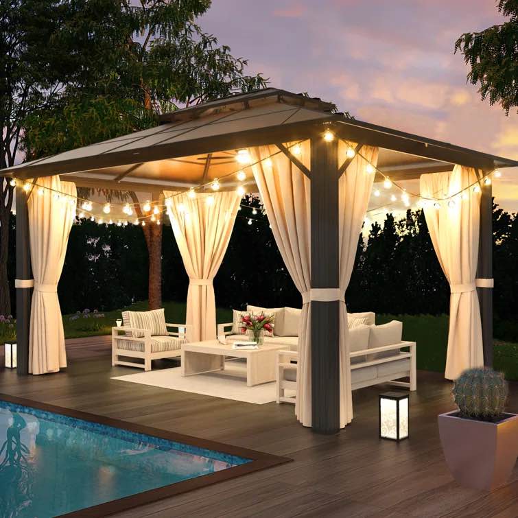 13 Ft. W x 10 Ft. D Metal Patio Gazebo incomplete 