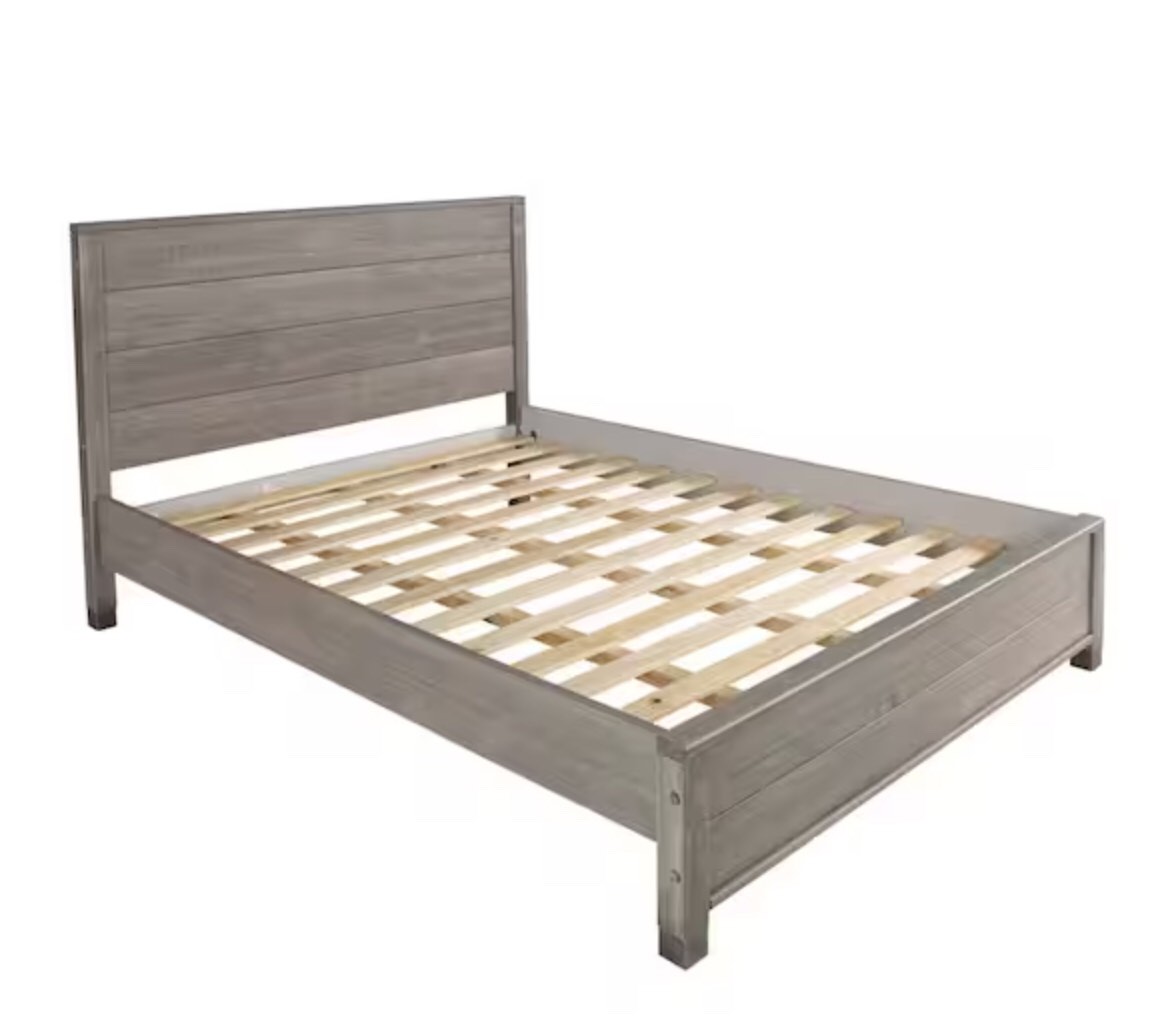 Headboard and Footboard only for Baja Driftwood Grey, Queen Size, Panel Headboard, Platform Bed (similar to stock photo)