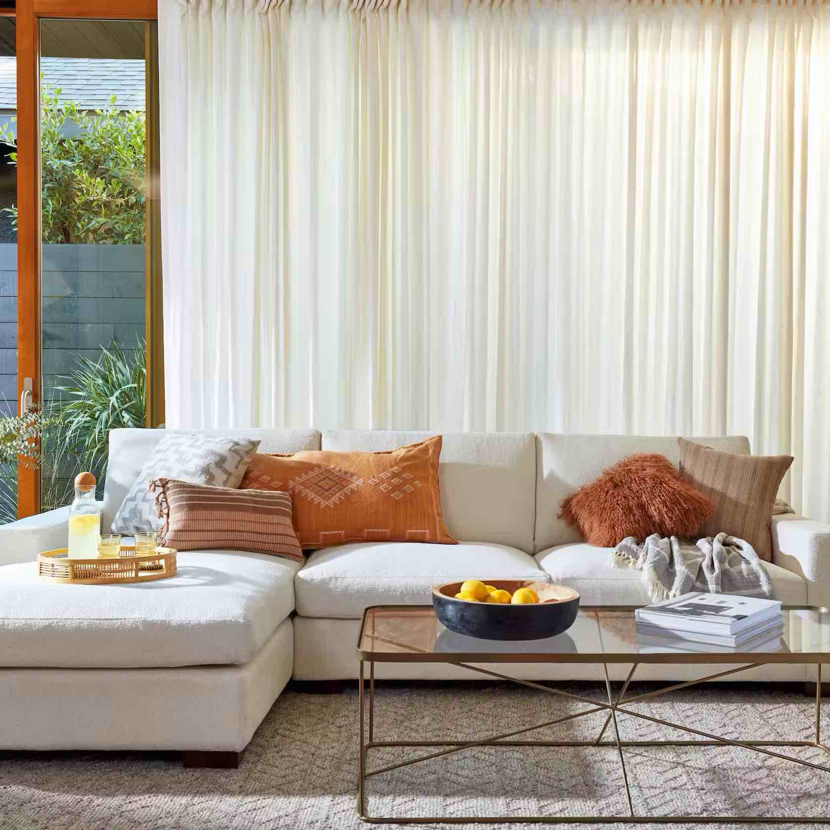beige square arm left chaise (incomplete left chaise only) (similar to stock photo)