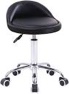KKTONER PU Leather Round Rolling Stool with Back Rest