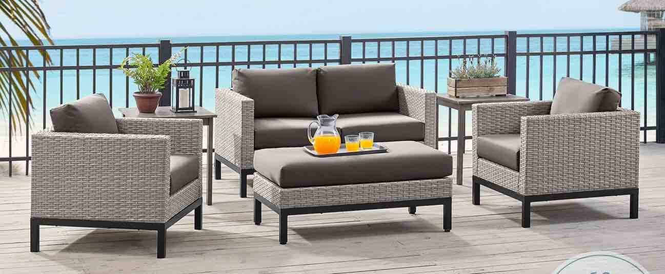 DS-D323-700-1 Driftwood Gray Metal Leg Wicker Outdoor Chair set (Incomplete, Box 1/3 Only)