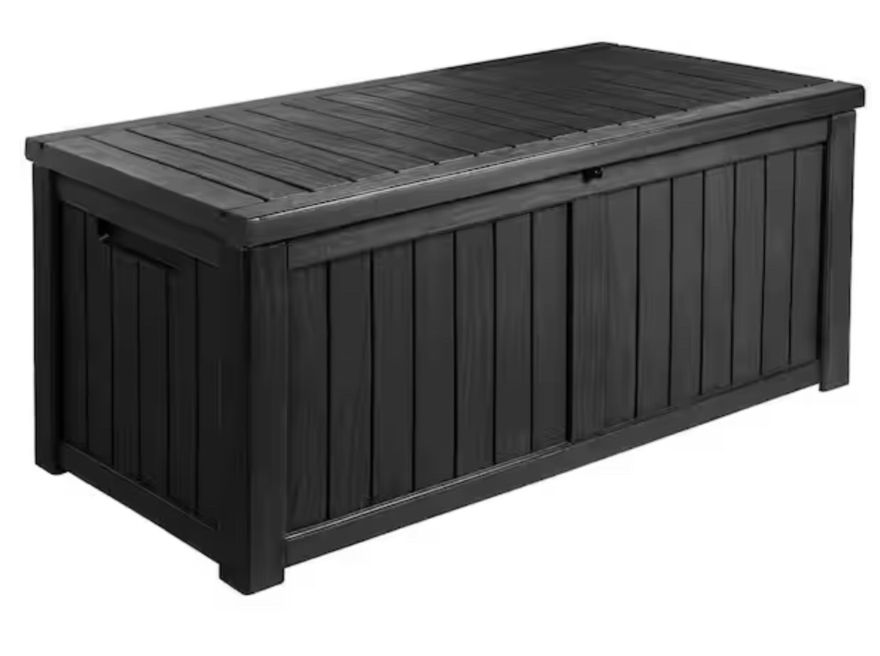 120 Gal. Outdoor Storage Box Plastic Resin Deck Box, Black