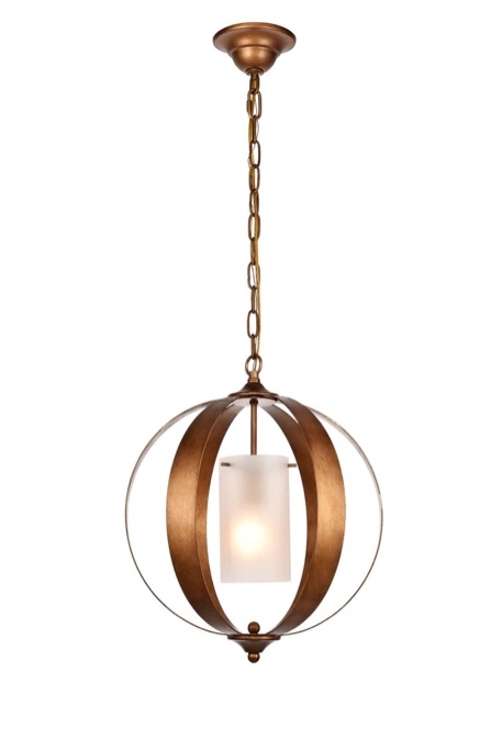 Elegant Lighting Marion Single Light 15" Wide Pendant with Frosted Glass Shade