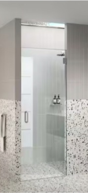 26 in. W x 78 in. H Pivot/Hinged Frameless Shower Door in Brushed Nickel - Door Only - Width Adj 26.375 - 26.775