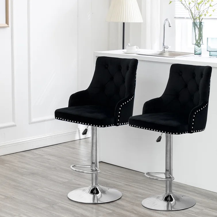 Tilford Swivel Adjustable Height Bar Stool Set Of 2