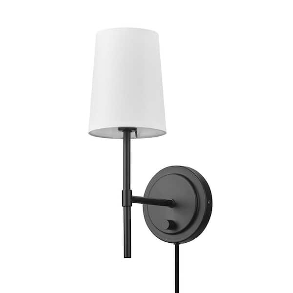 Ridgeway 1-Light Matte Black Wall Sconce by Hampton Bay 