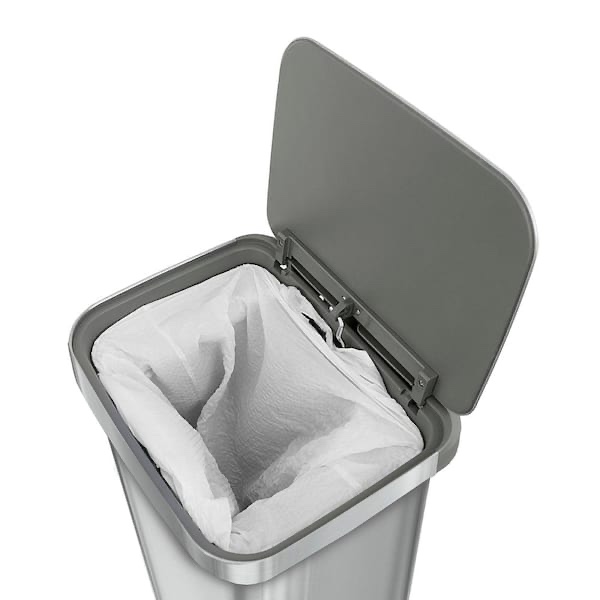 Glad 20 Gal. All Stainless Steel Step-On Large Metal Kitchen Trash ...