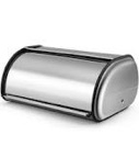 Flexzion Stainless Steel Bread Box Holder (13 inch) Metal Roll Up Top Lid Storage Container Bin Keeper for Homemade Cake Buns Toasts Loaves Pastries Pancakes Cookies, Ideal for Restaurant Home Kitchen