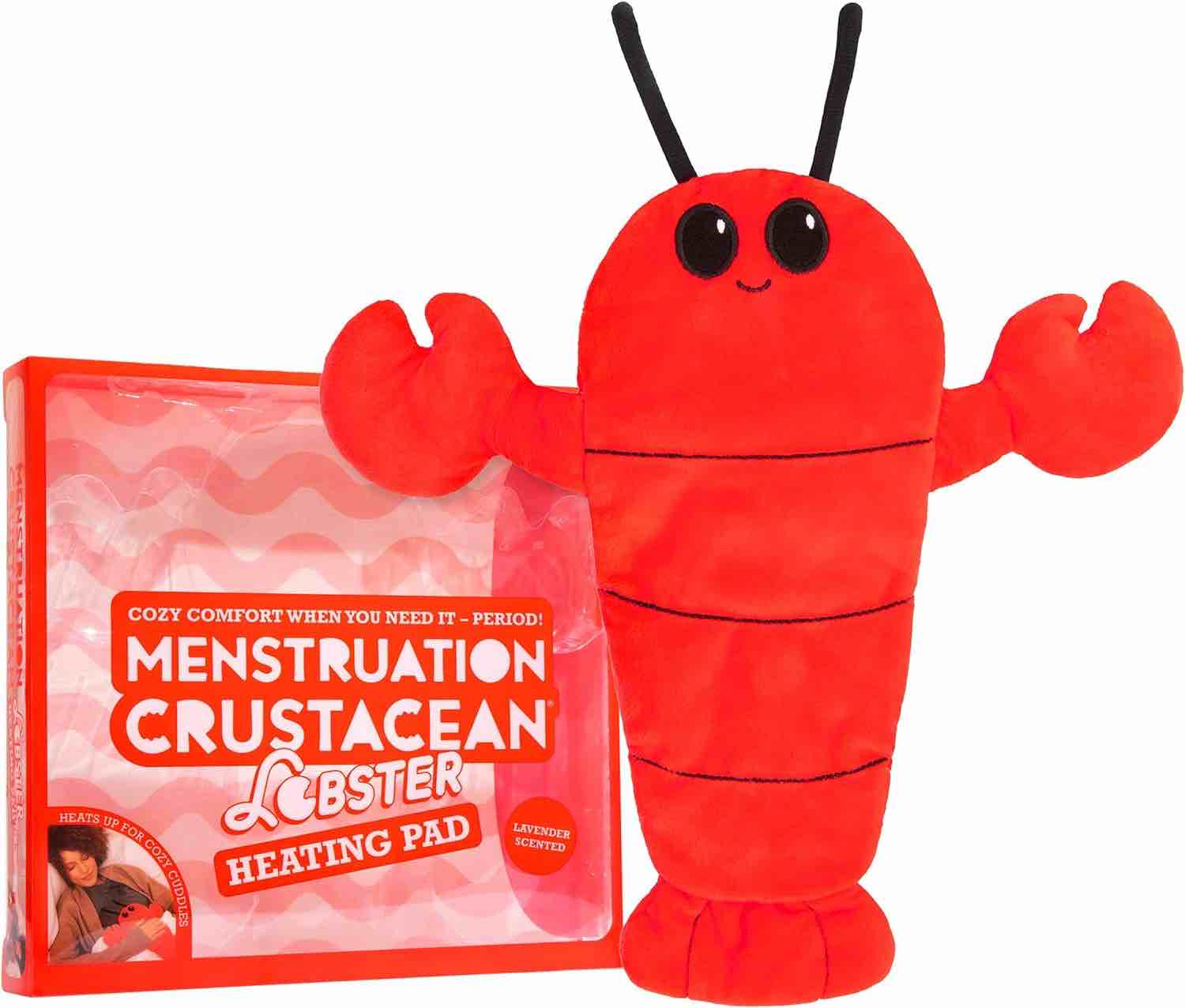 Menstruation Crustacean – Cuddly & Cute 14" Lobster Plush with Lavender Scented Heating Pad – by What Do You Meme?