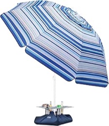 OutdoorMaster Beach Umbrella, 6.5ft Beach Umbrella - New Blue/White Striped