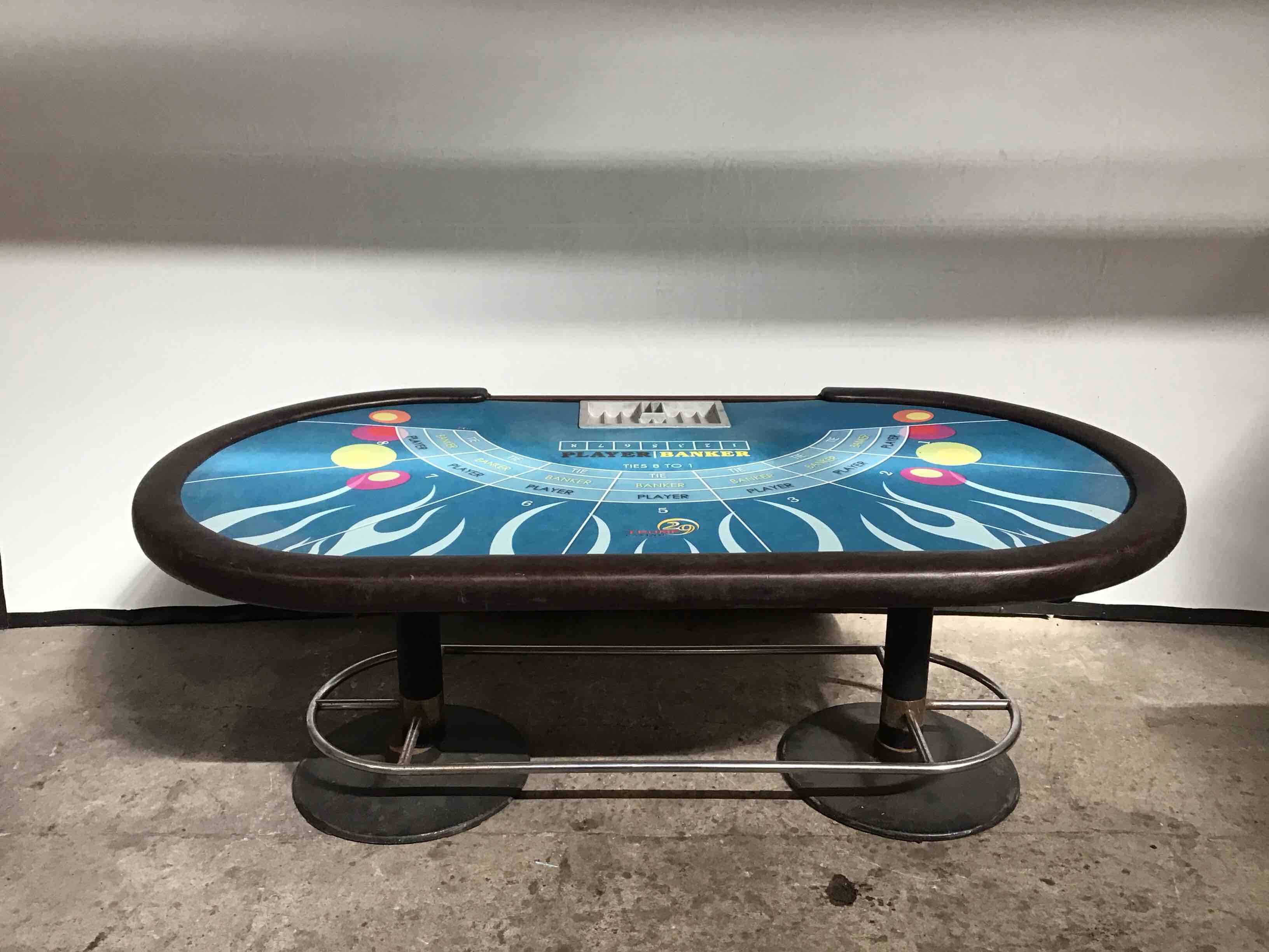 TRUMP CASINO 29TH ANNIVERSARY 87x46 INCH FELT TOP HALF MOON BACCARAT TABLE