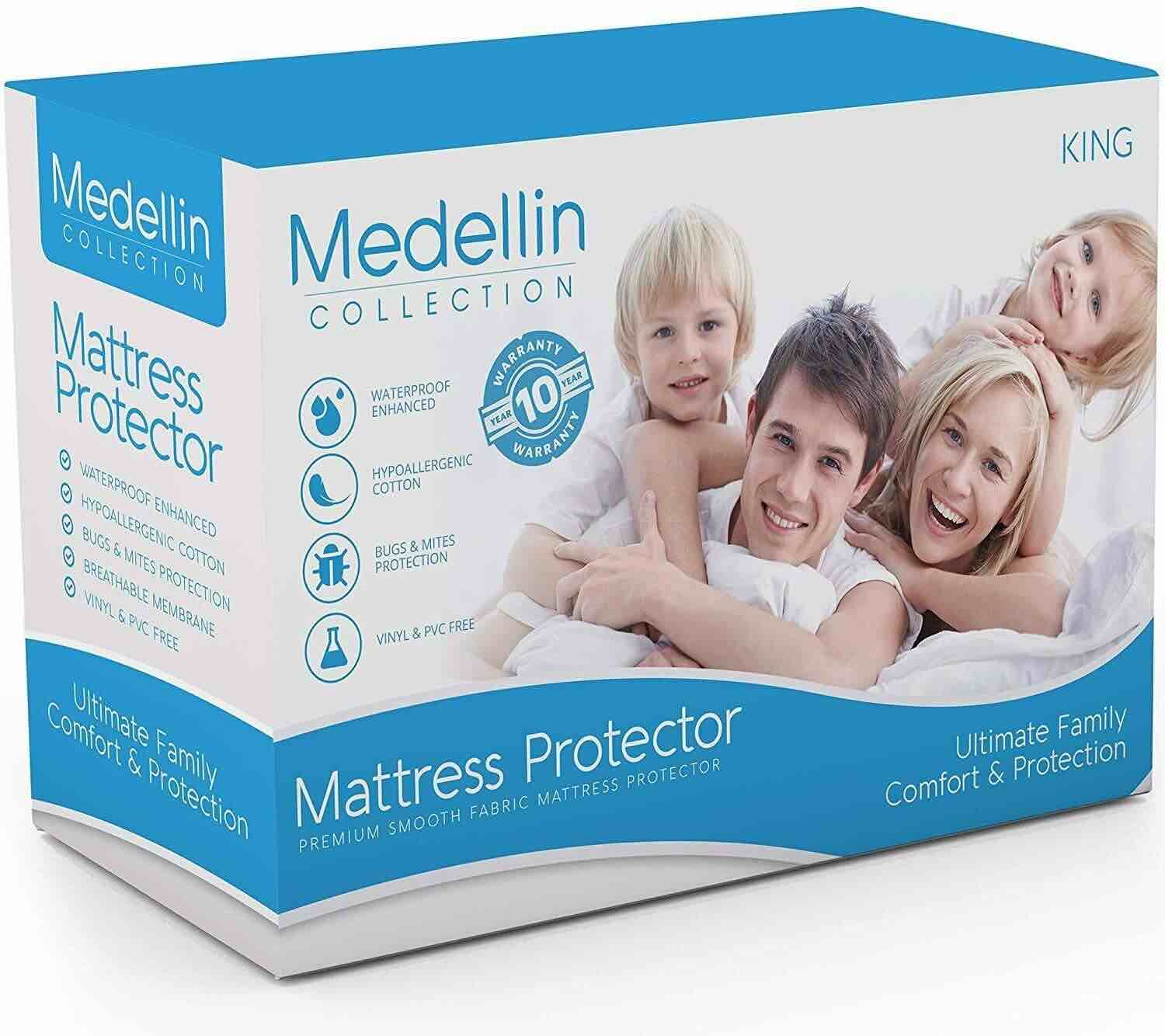 Medellin Collection Premium Hypoallergenic Waterproof King Mattress Protector - Vinyl Free