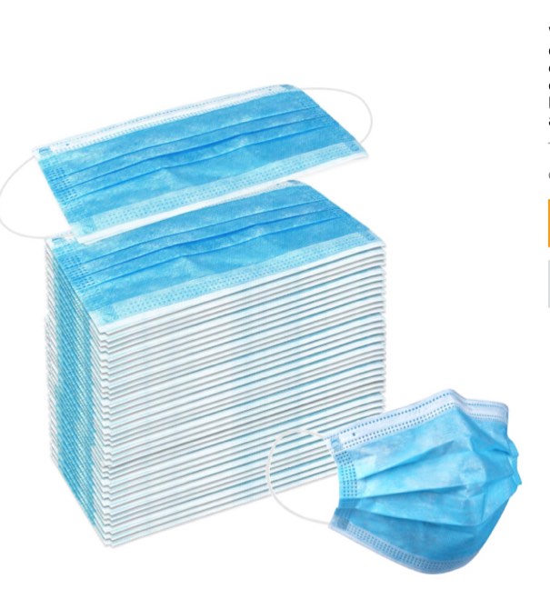Face Mask Disposable Non-medical 3-ply Face Mask Blue 50 Pack