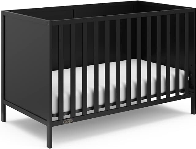 Graco Theo Convertible Crib (Black) – Converts from Baby Crib to Toddler Bed and Daybed, Fits Standard Full-Size Crib Mattress, Adjustable Mattress Support Base