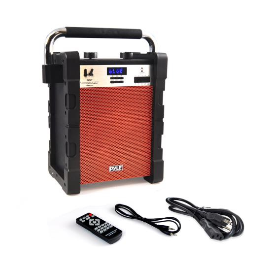 Bluetooth Wireless Rugged & Portable Speaker System, Work / Job Site Stereo, Built-in Rechargeable Battery, MP3/USB/SD, AM/FM Radio (Orange)