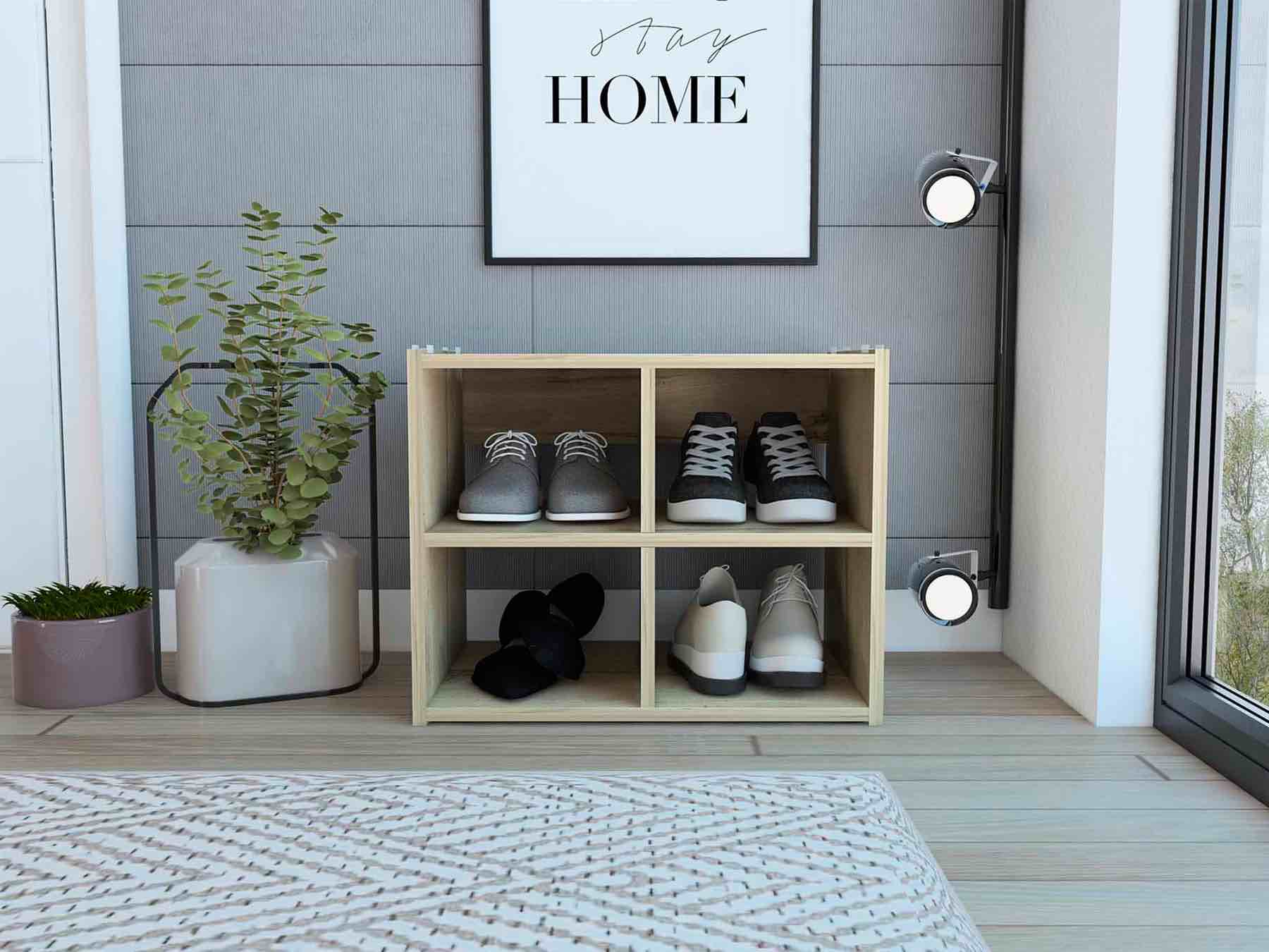 Entryway Stackable Storage Unit, Stackable Cabinet, Four Shelves